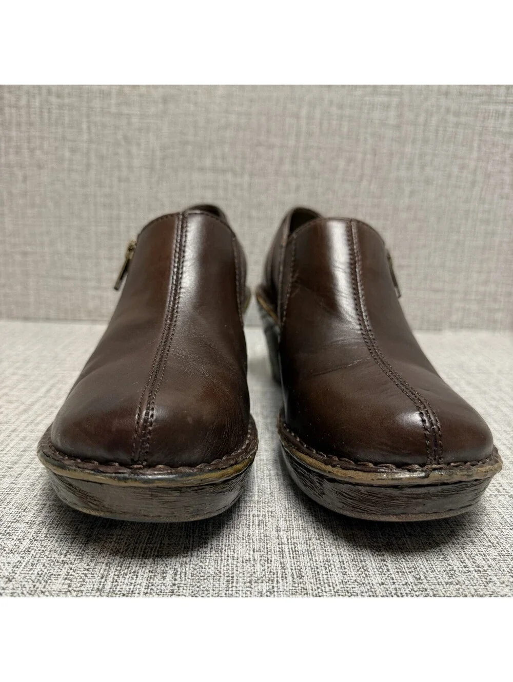 Born Shoes Womens Sz 7 M Brown Leather Madigan Mules Ankle Boots Zip Booties